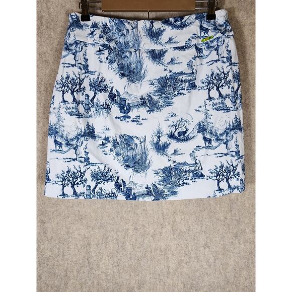 SWING CONTROL Blue White Farm Outdoors Print Sporty Active Golf Skort SZ 12 - Picture 2 of 9